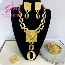 YM smycken set för kvinnor 18k guldfärg afrikanska smycken tillbehör örhänge halsband armband ring för kvinnliga bröllop gåva parti 240102