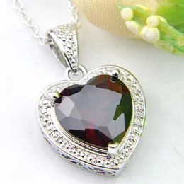 LuckyShine Jewelry Brand New Heart Red Garnet Gemstone 925 Sterling Silver Halsband Holiday Party Canada Mexico Jewelry Gift257f