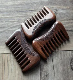 New Beuty Pocket Wooden Comb Natural Gold Sandalwood Super Wide Tooth Wood Combs Double side engraved small hair combs KD15399640