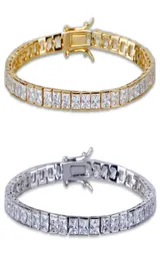 Charm Fashion Classic Tennis Armband Jewelry Design White AAA Cubic Zirconia Armband Clasps Chain 18K Guldstorlek 8 tum för män BR3750479