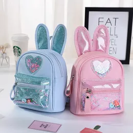 Children's Backpack Fashion Sequins Cute Rabbit Mini Backpack Leisure Outgoing Kindergarten Schoolbag Girl 240102