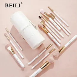 Beili 15st Makeup Brushes With Storage Bucket Premium Professional Foundation Eyeshadow Eyeliner Eyelash Blending Brush Set240102