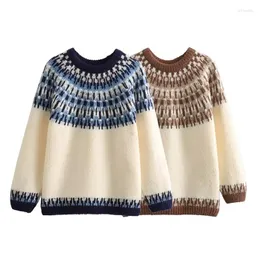 Women's Sweaters Two Color Ethnic Style Pullover Sweater. Autumn And Winter Coarse Knitted Warm Loose Knit Shirt