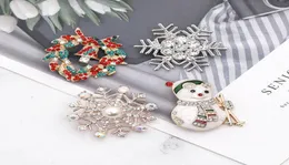 Silver Color Christmas Crystal Snowflake Brooch Colorful Enamel Tree Broches Gift Jewelry Decorative Pins Snowman Bell Brooches9130241