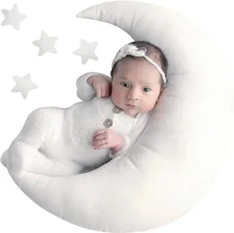 Baby Posing Pillow born Pography Props Cute Baby Hat Colorful Beans Moon Stars Po Shooting Set For Infant born Gifts 240102