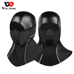 WEST BIKING Leather Full Face Cap Winter Cycling Balaclava Warm Bicycle Motorcycle Mens Hat PU Outdoor Windproof Ski Equipment 240102