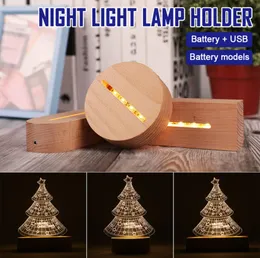 5PcsSet 3D Wooden Lamp Base LED Table Night Light Bases For Acrylic Warm Lamps Holder Lighting Accessories Assembled holders Bulk7489769