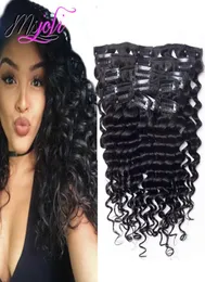 Brazilian Unprocessed Deep Wave Curly 1028 Inch Clip in Hair Extensions 7Pcs 140g Full Head Peruvian Remy Human Hair6864754