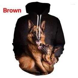 Herren Hoodies 2024 Unisex Lustiger Hund 3D-gedruckter süßer Kapuzenpullover Deutscher Schäferhund Tops