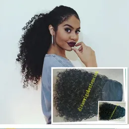 Kucyki Nowe przybycie Kinky Curly Ponytail Włosy Przedłużenie Włosy Prawdziwe ludzkie włosy Pony Pony Tail Sairpice 100G160G Natural Black 1B#