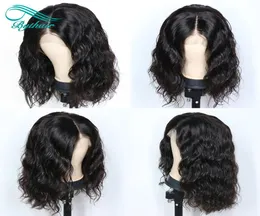 Curto bob ondulado virgem brasileira frente do laço perucas de cabelo humano onda natural pré arrancado peruca cheia do laço com cabelos do bebê bytha5069623