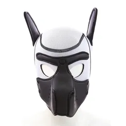 Fetish Slave Bdsm Bondage Flirting Sex Toys of Erotic Costumes Pup Cosplay Padded Latex Rubber Dog Hoods Mask for Men Women 240102