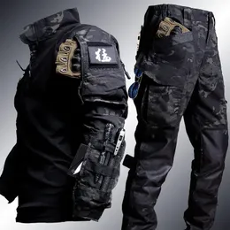 Terno tático de sapo masculino, roupas de airsoft, paintball militar, 2 peças, conjuntos de camisas de assalto swat, calças uniformes de forças especiais 240102