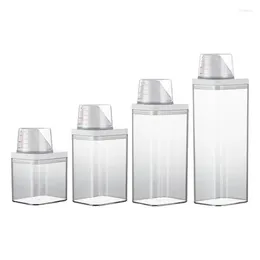 Storage Bottles Airtight Laundry Detergent Dispenser Powder Box Clear Washing Softener Bleach Liquid Container For Room