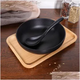 Conjuntos de louça A5 Melamina Talheres Tigela Estilo Japonês Ramen Porcelana Negra Imitação Recipiente de Macarrão para Casa Apenas 1 Pc Drop Deli Otnr6