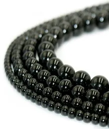 100 Natural Stone Black Obsidian Beads Round Gemstone Loose Pärlor för DIY -armbandsmycken som gör 1 Strand 15 tum 410 MM23294509385786