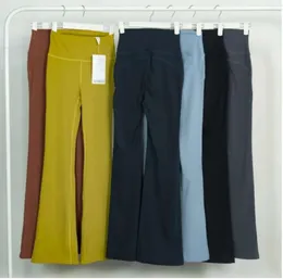 Lululemen Yoga Flared Pants 그루브 여름 숙녀 High Waist Slim Fit Belly Bell-Bottom 바지 쇼 다리 Long Fitness Net Red Fashion Lu