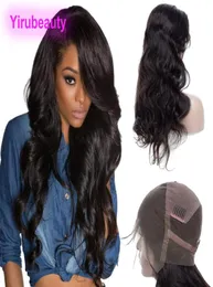 Malaysiska 10a Human Hair Full Lace Wig Justerbart band PRE PLUCKED Body Wave Wigs 1430 tum Långt hår Natural Color6132447