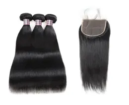 Ishow longo pacotes de cabelo humano 838 polegada com 5x5 fechamento do laço em linha reta extensões virgens peruanas para mulher natural black3289749