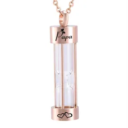 Fashion rose gold Hourglass Urn Necklace Cremation Ashes Memorial Jewelry Transparent Pendants Fill kit & Chain242C