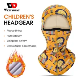 WEST BIKING Winter Warm Boy Girl Hood Cap Soft Fleece Children Bike Balaclava Sport Scarf Neck Warmer Ski Full Face Cover 240102