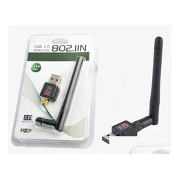 네트워크 어댑터 150Mbps USB WIFI 무선 네트워킹 카드 LAN 어댑터가있는 5DBI 안테나 IEEE 802.11N/G/B 컴퓨터 액세서리 DRO OT2IG