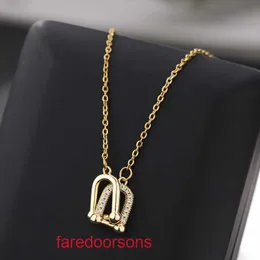 Tifannissm ketting ketting hart kettingen sieraden hangers Instagram-stijl dubbele lus hoefijzergesp met hoge esthetische waarde licht