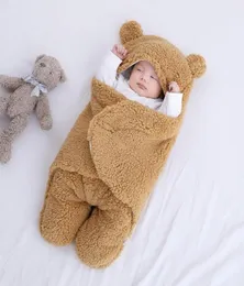 Battaniye kundaklama sevimli doğmuş bebek kız kızlar peluş kundak sargı ultrasoft kabarık polar uyku tulumu pamuklu yumuşak yatak malzemeleri4253506