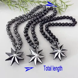 Pendant Necklaces GS70 Octagonal Star Resin Paintings Black Silvery Decoration Exquisite Bead Decorate 3D Three-Dimensional Two-Color Car