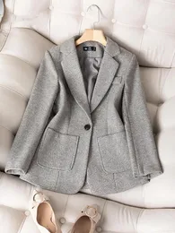 Women's Suits Elegant Blazer Coat For Women Long Sleeve Streetwear Korean Fashion Jacket Slim Button Lapel 2024 Spring Summer Coats