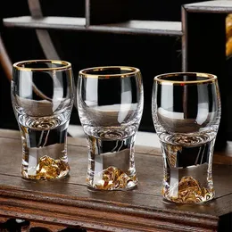 Wine Glasses Lead-Free Crystal Glass Gild Built In 24K Gold Leaf S Luxury Golden Vodka Spirit Small Jinshan Foil