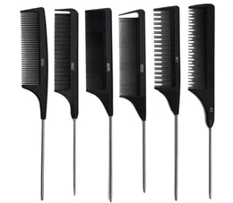 Salon professionnel résistant à la chaleur, queue de broche en métal noir, peigne antistatique, peigne de coupe, brosses à cheveux, soins capillaires J27129756490