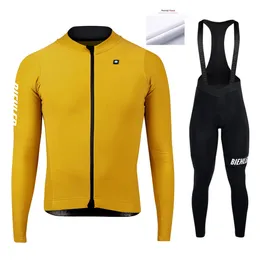Men's Warm Winter Pro Team Cycling Long Clothes Sleeve Suit Pants Comfortable Thermal Fleece Bike Jersey Set Quick Dry Bib 240102
