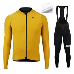 Inverno quente dos homens pro equipe ciclismo roupas longas manga terno calças confortáveis lã térmica bicicleta conjunto camisa de secagem rápida babador 240102