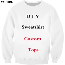 YX Girl DIY Custom Design Mens 여성 캐주얼 스웨트 셔츠 3D 프린트 후드 드롭 전송기 공급 업체 드롭 배송기 240102