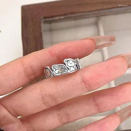Pierścienie klastra Krayon Little IE otwierający pierścionek żeńska niszowa instagram Projekt prosty regulowany student słodki graffiti