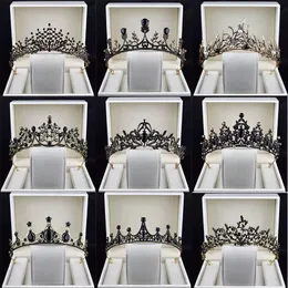 Bridal Hair Accessories Black Crystal Vintage Tiara Crowns for Women Baroque Bride Wedding Accessories Crown Headbands Diadema 240102