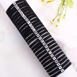 수제 로프 매듭 꼰 조절 가능한 보석 패션 블랙 로프 아크릴 문자 여성을위한 트렌디 한 우정 팔찌 남성 선물