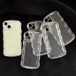 Luftkudde våg transparent TPU -telefonfodral Silikon mjukt skyddsfodral iPhone 13 mini x xs max xr 8 7 14 plus se back cover