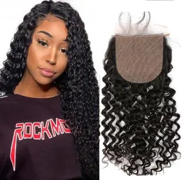 GREATREMY SILK BASE CLOSURE BRAZILIAN VIRGILIAN HAIR DEEP CURLY WAVE PART TOP LACE CLOSURE BLEACHED BLEACHER NOTS NARTAL SHI8495458