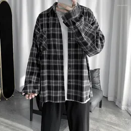 Camicie casual da uomo Net Ins Camicia di alta qualità Moda coreana Ruffian Bello scozzese a maniche lunghe con cappotto Importato-Cina Modis