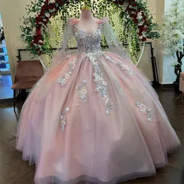 Blowly Pink Princess Ball Suknia Quinceanera Sukienki 2024 Aplikacje Spaghetti Pasp Sweetheart cekinowe vestidos de 15 anos gala