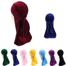 Berets Children's Velvet Long Breathable Bandana Hat Durag Do Doo Du Rag Tail Headwrap Solid Color Headwear Casual Outdoor Hats