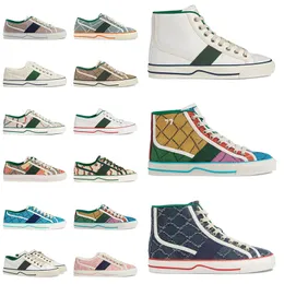 Classical New Tennis Shoes Women Men Shoes Blue Gray White Dark Blue Orange Green Patchwork Beige Polka Dot Square Red Line Sole High Top Canvas Shoes Casual Shoes