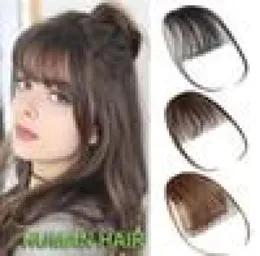 Interne Stars Human Hair Bangs Fringe Hand bundet clipin Hårförlängning Flat med Templesblonde684994