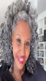 柔らかく快適な灰色の人間の髪のポニーテールエクステンションクリップインドローストリング黒人女性のための本物の灰色のポニーテールアフリカ系アメリカ人P2131393