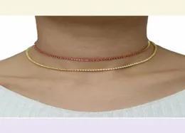 Fashion noble collar necklace red ruby cz tennis chain necklace jewelry micro pave gold color fancy women collares femme 40cm221Z6188410