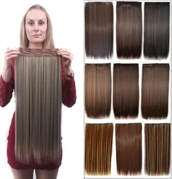 24quot multicolored five clips in hair pieces straight smoothy heat resistant synthetic hair extensions9617336