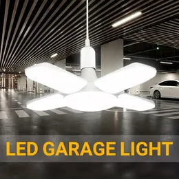 Mini luci da garage a LED da 1 confezione, luci a quattro foglie a LED, mini luci pieghevoli da 28 W (equivalenti a 80 W) 3000 K/6500 K Lampada a sospensione pieghevole adatta per illuminazione interna da garage