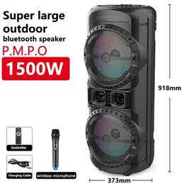 125W Super Large Outdoor Bluetooth -högtalare 12 tum Double Horn Subwoofer Portable Wireless Column Bass Sound med mikrofon FM 240102